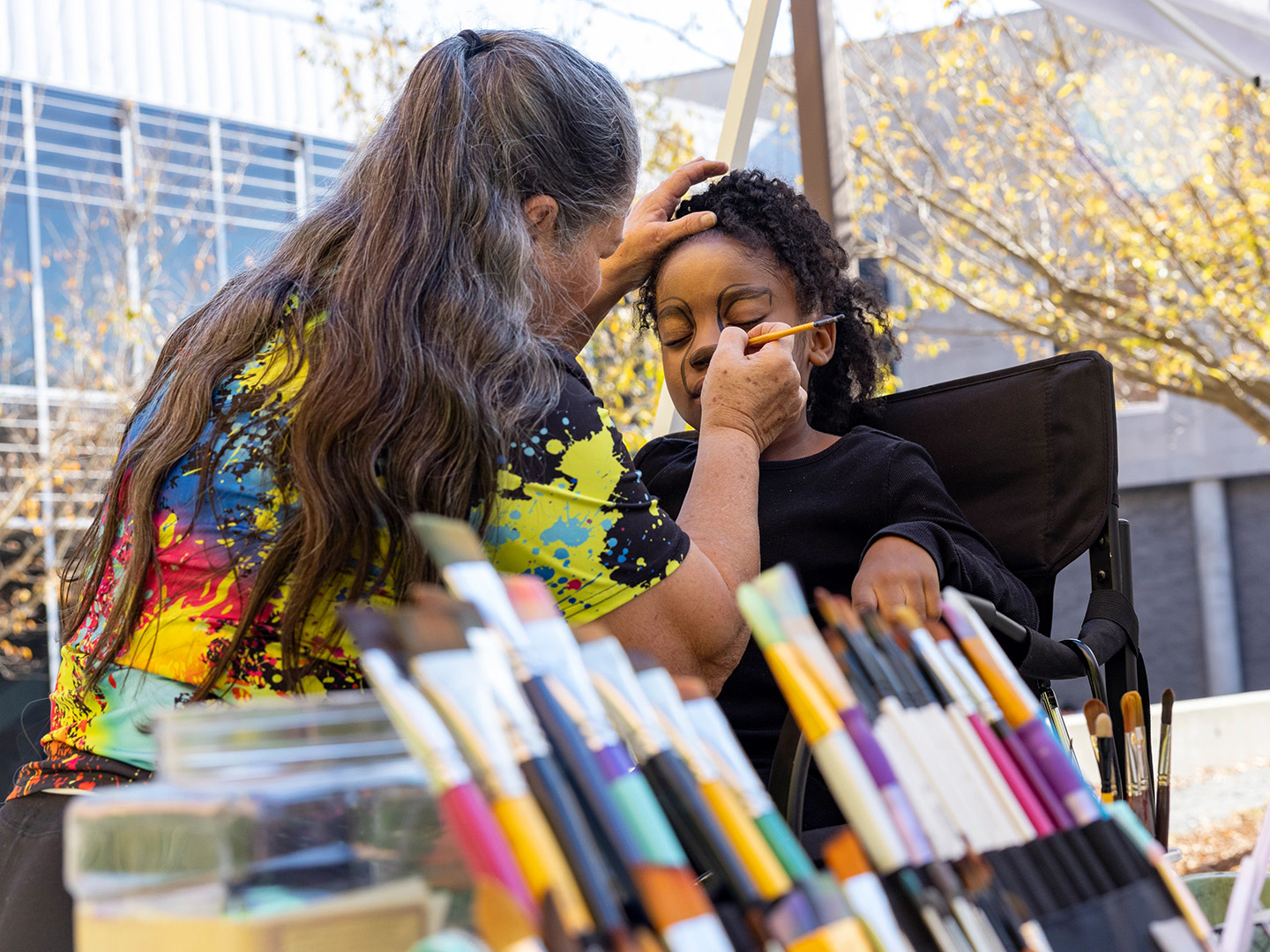 A child participates in face-painting during the Georgia Museum of Art 75th Anniversary Celebration. (Dorothy Kozlowski, University of Georgia Marketing and Communications)